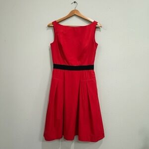 MILLY New York Red A-Line Pleated Sleeveless Dress‎ Size 4